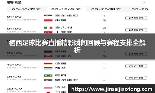栖西足球比赛直播精彩瞬间回顾与赛程安排全解析